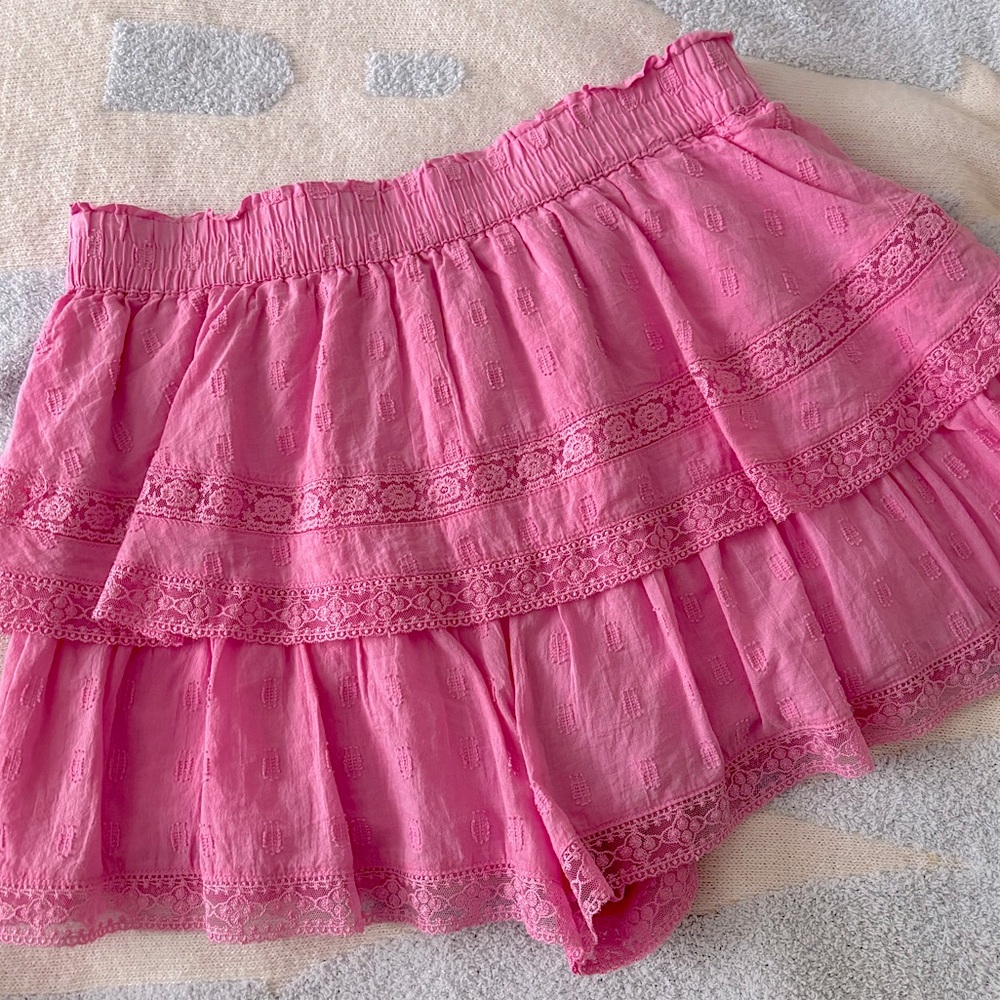 Altar'd State Winslow Layered Lace Shorts - Pink Lace